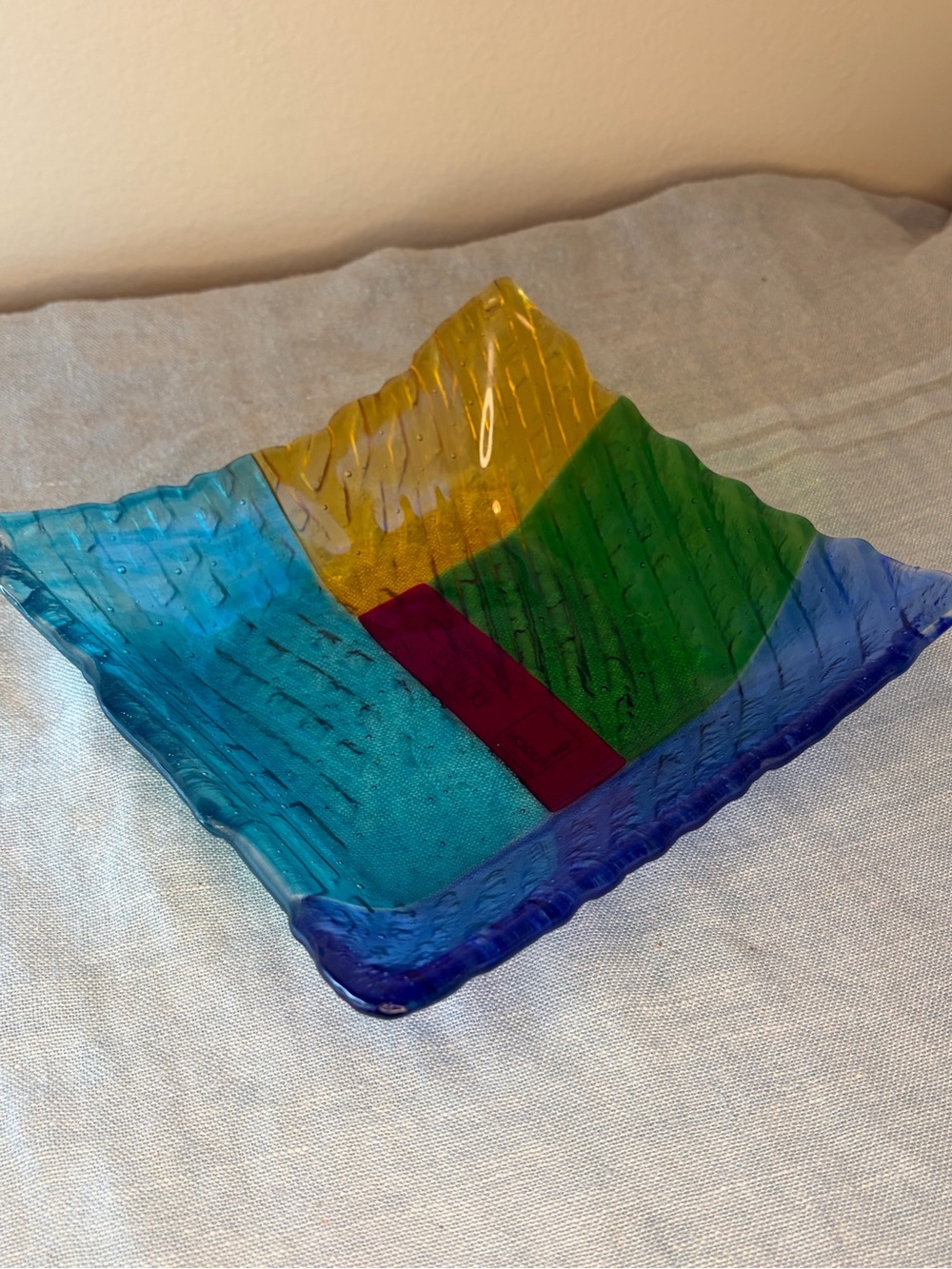 Handmade Multicolor Fused Glass Decorative Dish